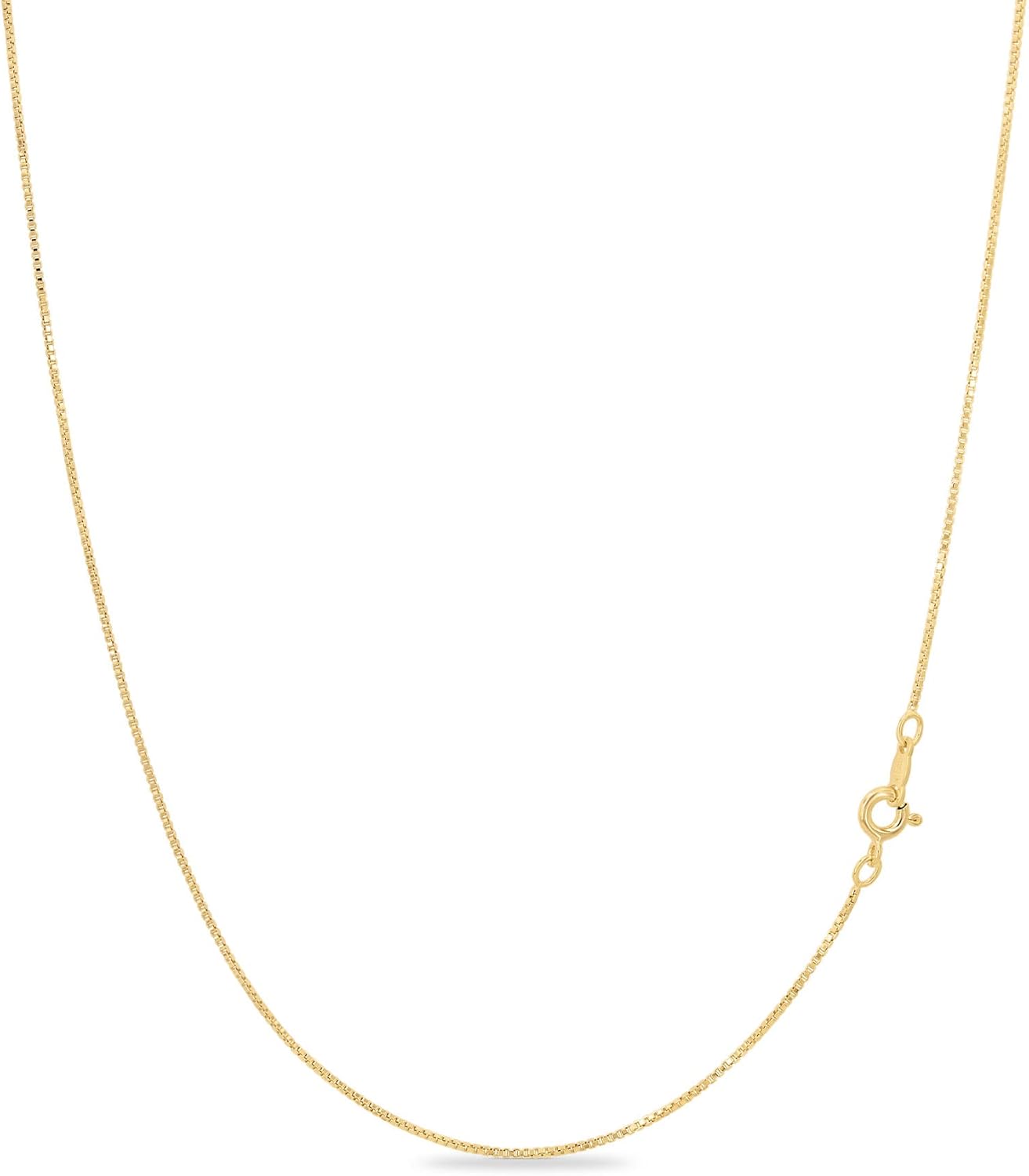 18k Gold Over Sterling Silver 1mm Box Chain Necklace Made in Italy | 925 Sterling Silver Necklace for Women | Rose Gold Chain for Women Men