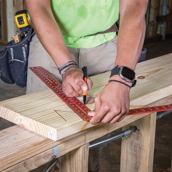 Klein Tools 935FSQ Framing Square, 24-Inch x 16-Inch, L Shape Carpenter Woodworking Tool with Laser Etched Rafter Tables and Octagon Scales - Image 4