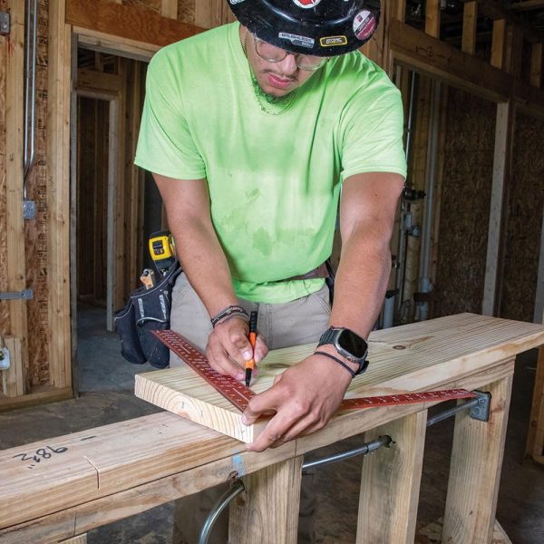 Klein Tools 935FSQ Framing Square, 24-Inch x 16-Inch, L Shape Carpenter Woodworking Tool with Laser Etched Rafter Tables and Octagon Scales - Image 5