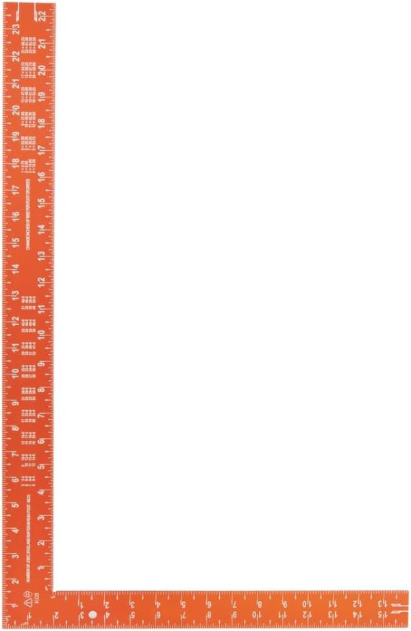 Klein Tools 935FSQ Framing Square, 24-Inch x 16-Inch, L Shape Carpenter Woodworking Tool with Laser Etched Rafter Tables and Octagon Scales - Image 9