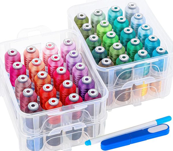 New brothread 80 Spools 500m Each Embroidery Machine Thread with Clear Plastic Storage Box - Colors Compatible with Janome and Robison-Anton Colors - Image 2