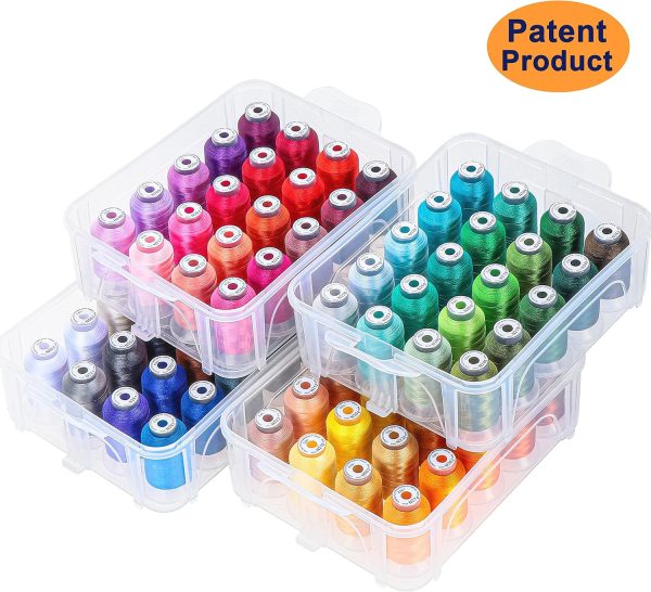 New brothread 80 Spools 500m Each Embroidery Machine Thread with Clear Plastic Storage Box - Colors Compatible with Janome and Robison-Anton Colors - Image 3