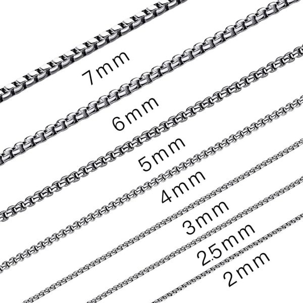 Silver Chain for Men - Stainless Steel Chains for Mens - Dog Tag Necklace for Pendant, 1-7mm 8-36inches Round Rolo Necklaces for Women